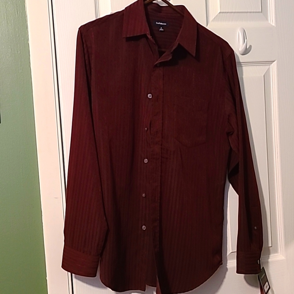 NWT Croft & Barrow Mens burgundy dress shirt size Small